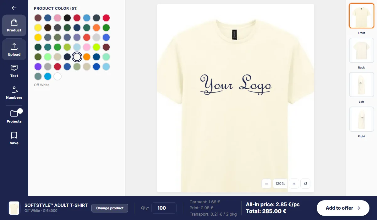 Offer Builder: product with artwork and price